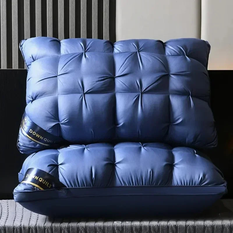 48x74cm Luxury White Goose Down Pillows Down-proof King Queen 100% Cotton Bedding 3D Style Rectangle Pillow for You Lover Gift