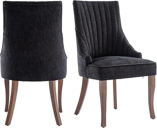 Channel-Tufted Accent Chairs – Set of 2 Upholstered Fabric Armchairs