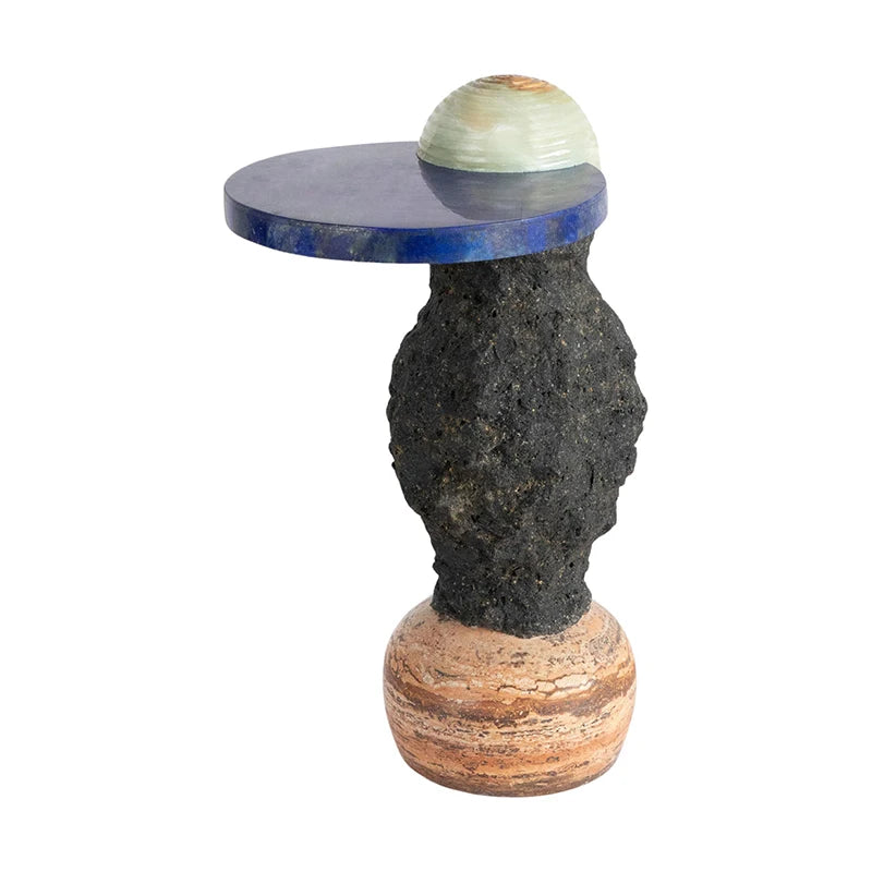 Natural marble round edge table living room high-end small coffee table coffee table