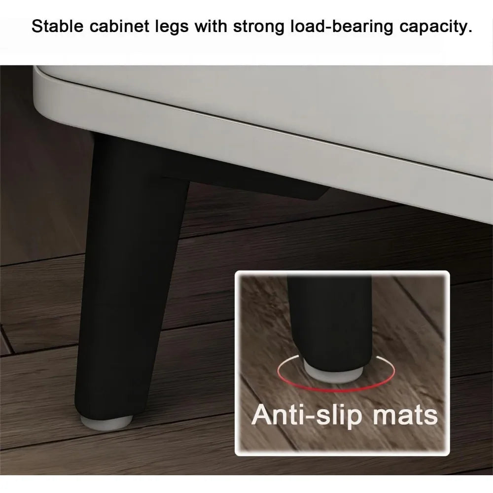 Khaki Two-Drawer Modern Nightstand: Storage End Table for Bedroom and Living Room