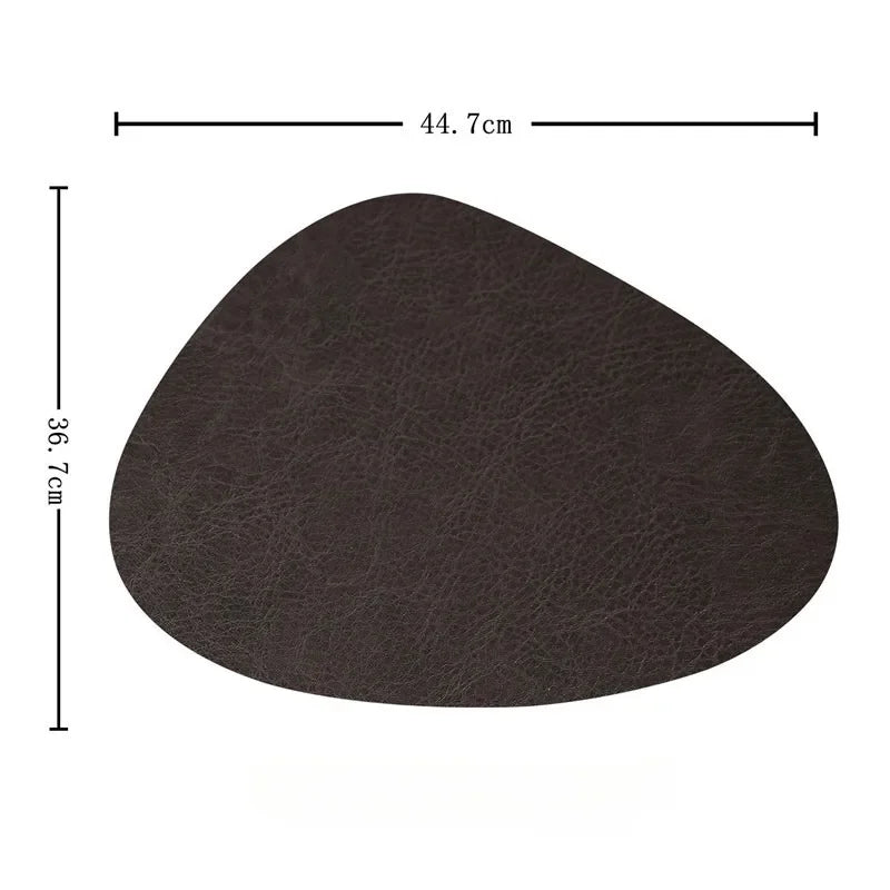 Irregular Shape PU Leather Placemats Set Oil-Proof Waterproof Dual-Sided Place Mats for Kitchen Bistro Tables Bars Coffee Shops