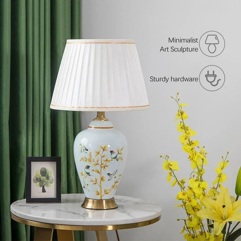 CEDRIC Contemporary ceramics Table Lamp American luxurious Living Room Bedroom  Bedside Desk Light Hotel engineering Decorative