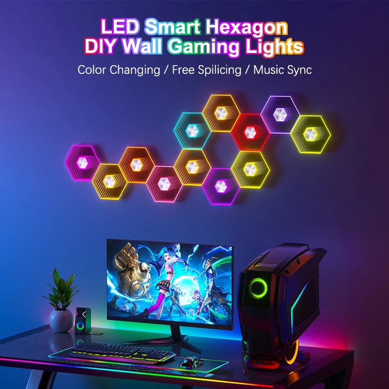 Bluetooth Quantum Lamp Smart App RGB Remote Control 5V Led Esports Atmosphere Light Background Wall Bedroom DIY Decor Wall Lamp