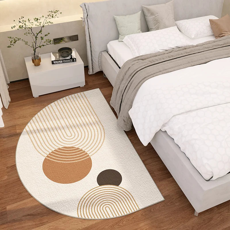 VIKAMA Simple Lines Semi-Circular Carpet Durable And Easy To Clean Home Bedroom Bedside Rug Entrance Doormat Home Decor