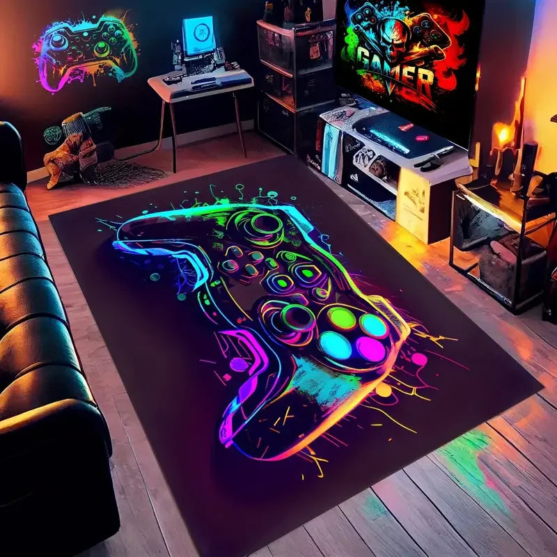 1pcs 3D Geometric Carpet Game Room Colorful Gamepad Carpets Home Play Gaming Room Decor Livingroom Bedroom Teens E-Sport Rug