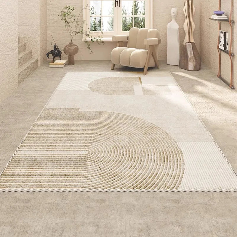 VIKAMA Summer Cool Cream Style Premium Rug Living Room Sofa Bedroom Floor Mat Bedside Rug Stain Resistant Home Decoration