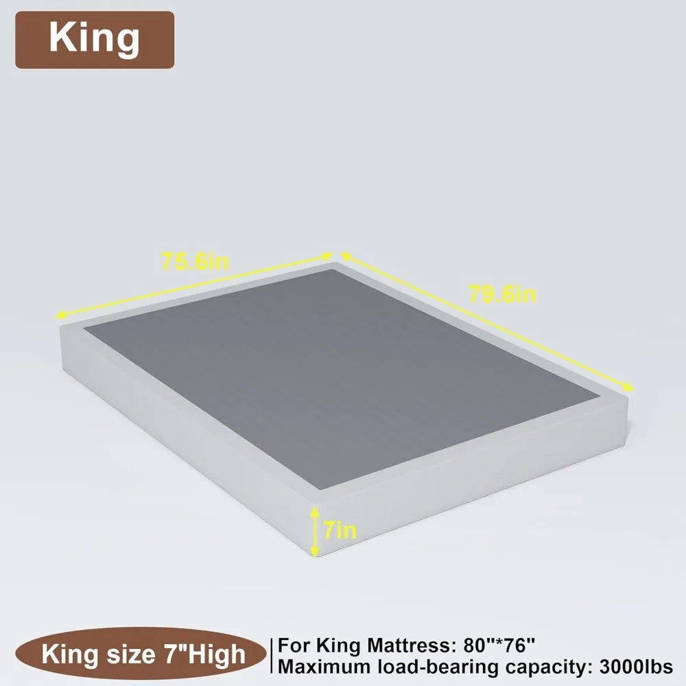 High-Profile King Box Spring – 7″ Tall Durable Mattress Foundation (3000 lb Support)