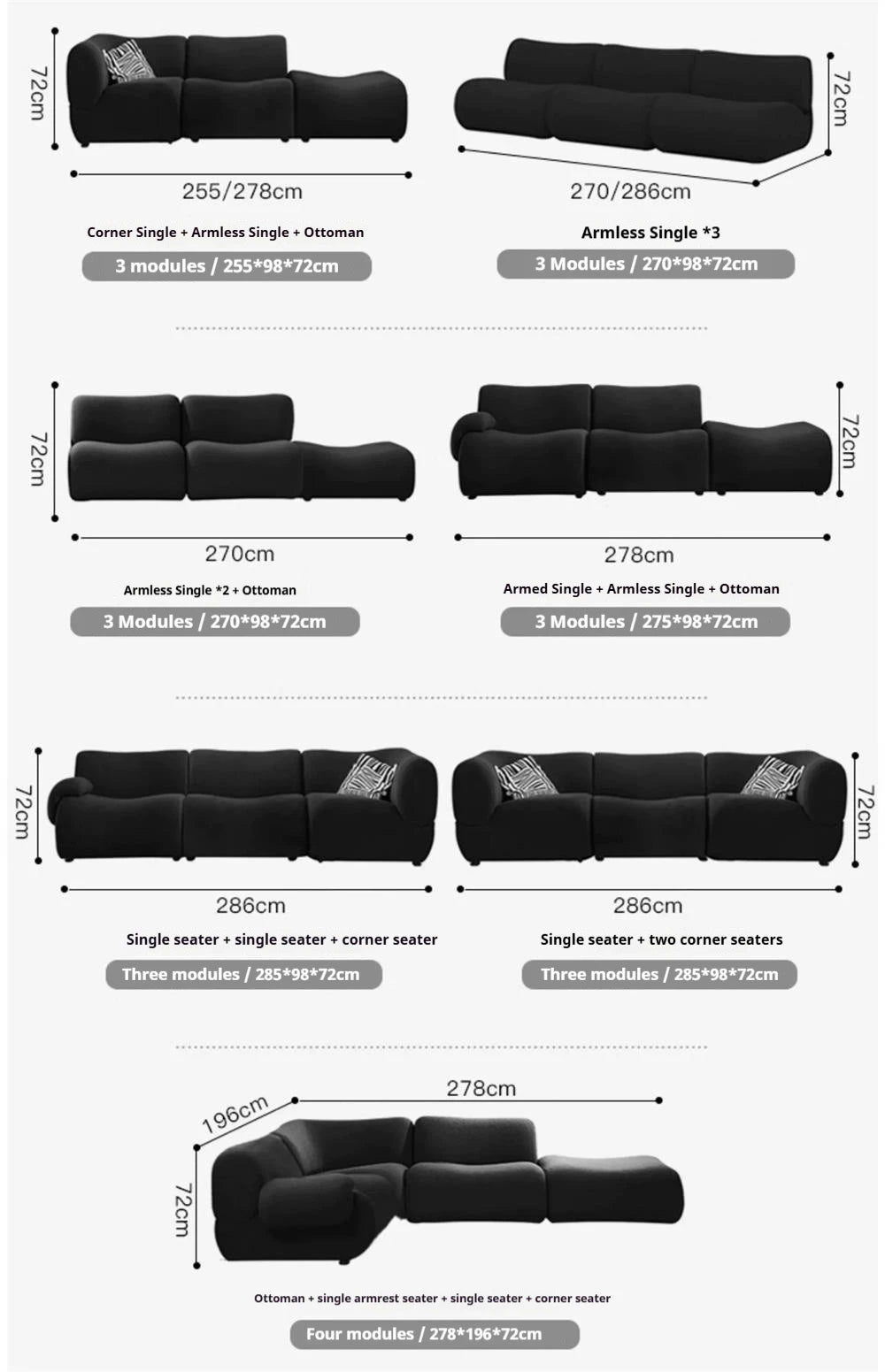 Vacuum-Compressed Modular Sofa, Wabi-Sabi Sherpa Fabric Sectional with High-Elastic Foam, Cream Mid-Century Style, Space Saving