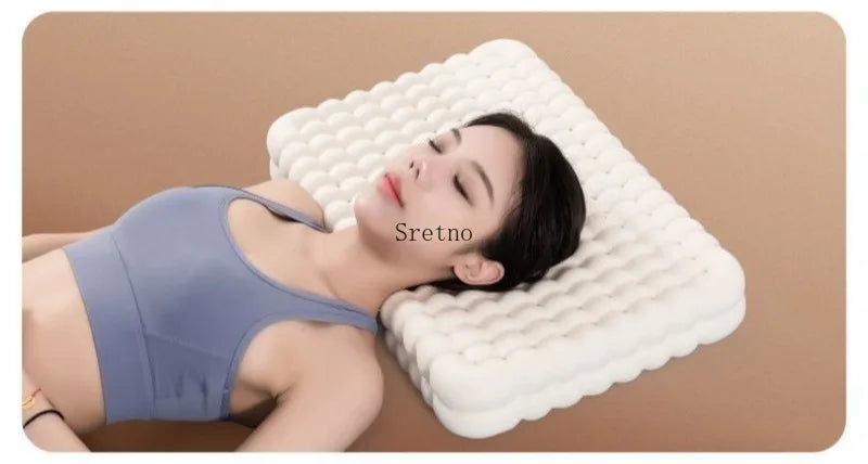 SRETNO Natural Latex Neck Pillow 2026 New Bubble Pillow for Home Use, Cervical Protection Sleep Aid for Adult Rubber Pillow Core
