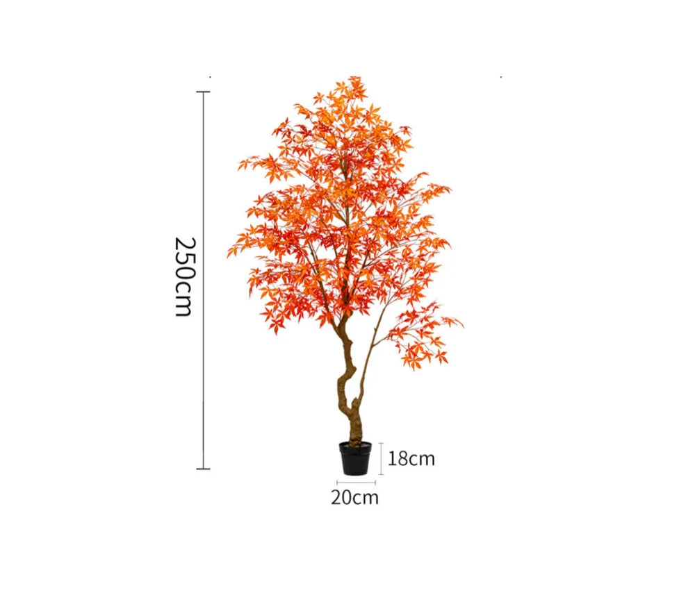 Artificial Maple Tree Red Maple Fake Tree Large Indoor Potted Plant Home Living Room Window Display Decoration Floor Greenery