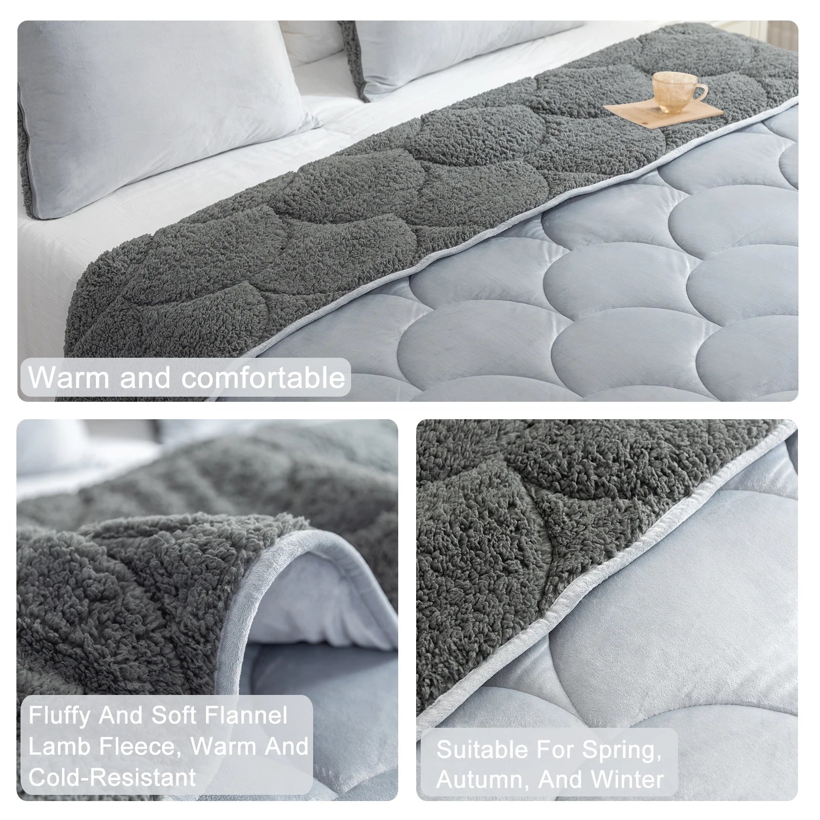 Sherpa Comforter Set , All Season Soft Warm Fleece Fall Blanket, Winter College Dorm Bedding Sets with  Pillow Sham