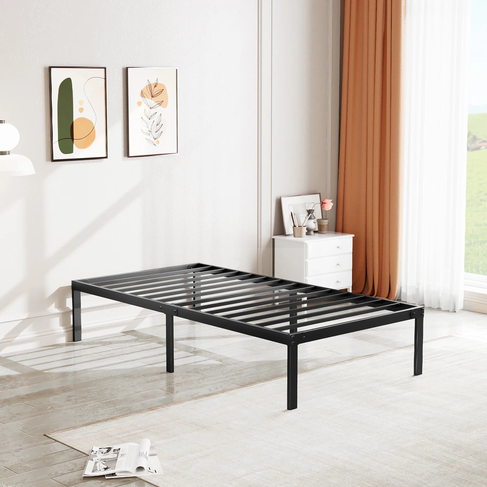 Metal Platform Bed Frame – Twin / Full / Queen / King with Under-Bed Storage