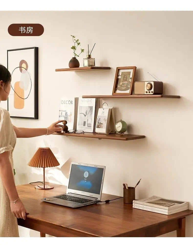 Solid Black Walnut Floating Shelf – Wall-Mounted Wood Ledge