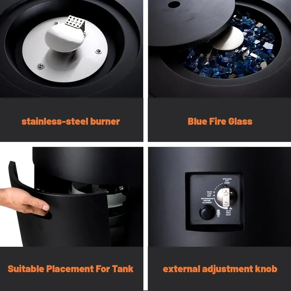 Propane Fire Pit Outside, Gas Fire Pit Round, 50,000 BTU Fire Column for Outside Patio, Garden, Backyard