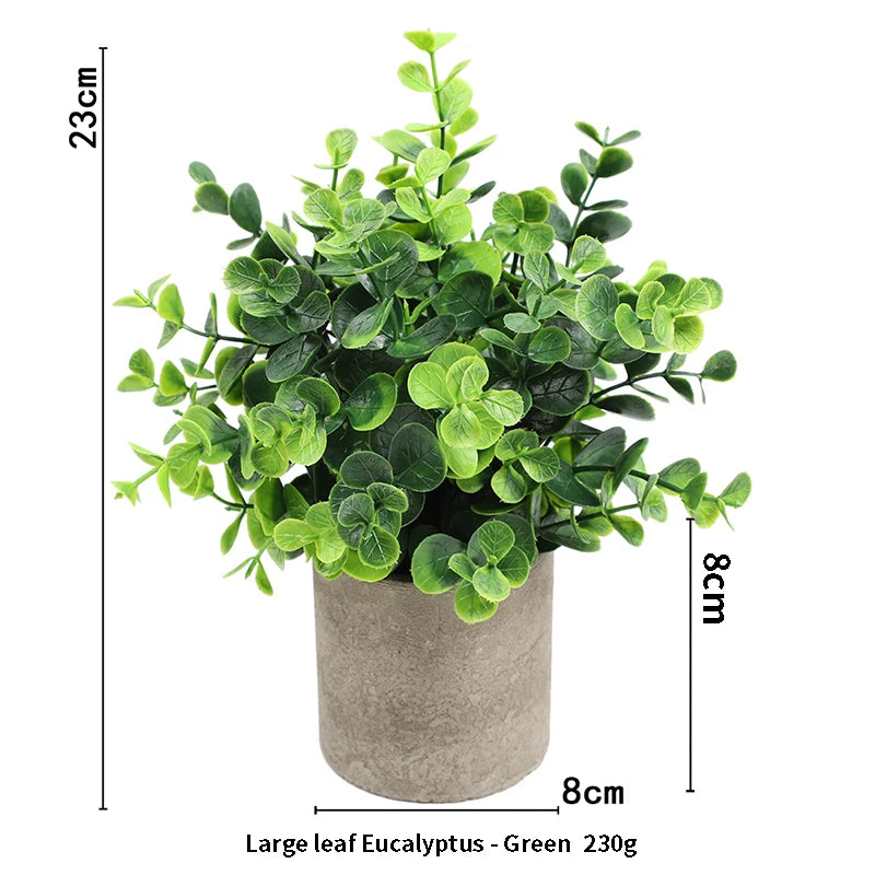 Artificial Plant Potted Eucalyptus Plant Small Fake Flower Bonsai With Pot Mini Plant Desktop Office Home Restaurant Decoration