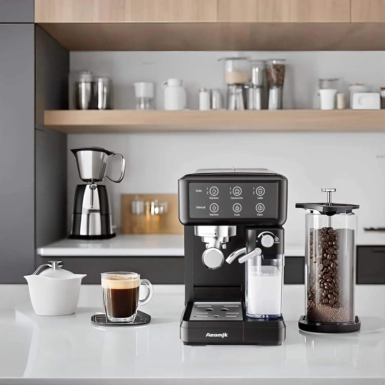 Espresso & Cappuccino Coffee Machine – One-Touch Operation with Automatic Milk Frother