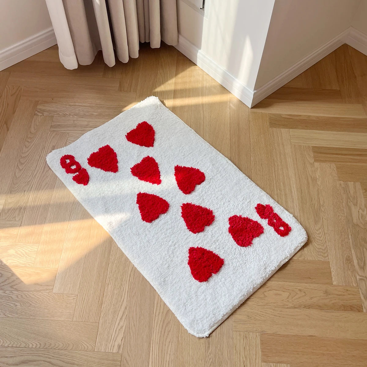 LAKEA 8 of Hearts Poker Cards Flocked Carpet Tufted Plush Carpet Rug Purely Handmade Soft Suitable for Room Decor Fluffy Carpets