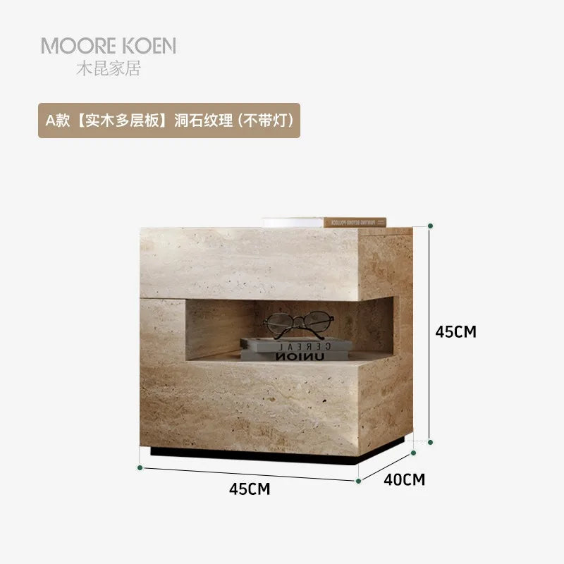 Wabi Sabi Minimalist Nightstands Rectangle Trendy Premium Glam Nightstands Bedroom Hidden Storage Mesilla De Noche Furniture