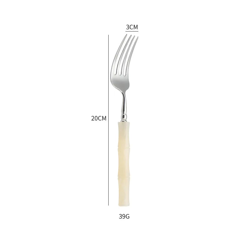 GH off-white acrylic handle 304 stainless steel cutlery cutlery knife fork spoon restaurant hotel high-end exquisite set