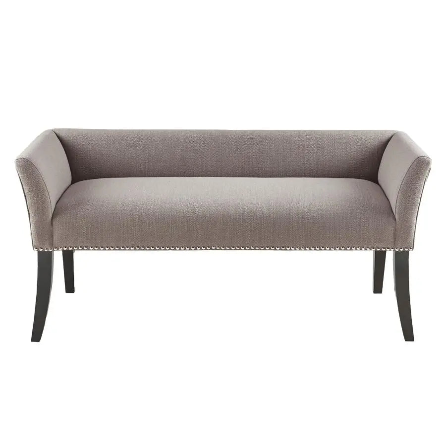 Upholstered Accent Bench with Back – Nailhead Trim Entryway Bench