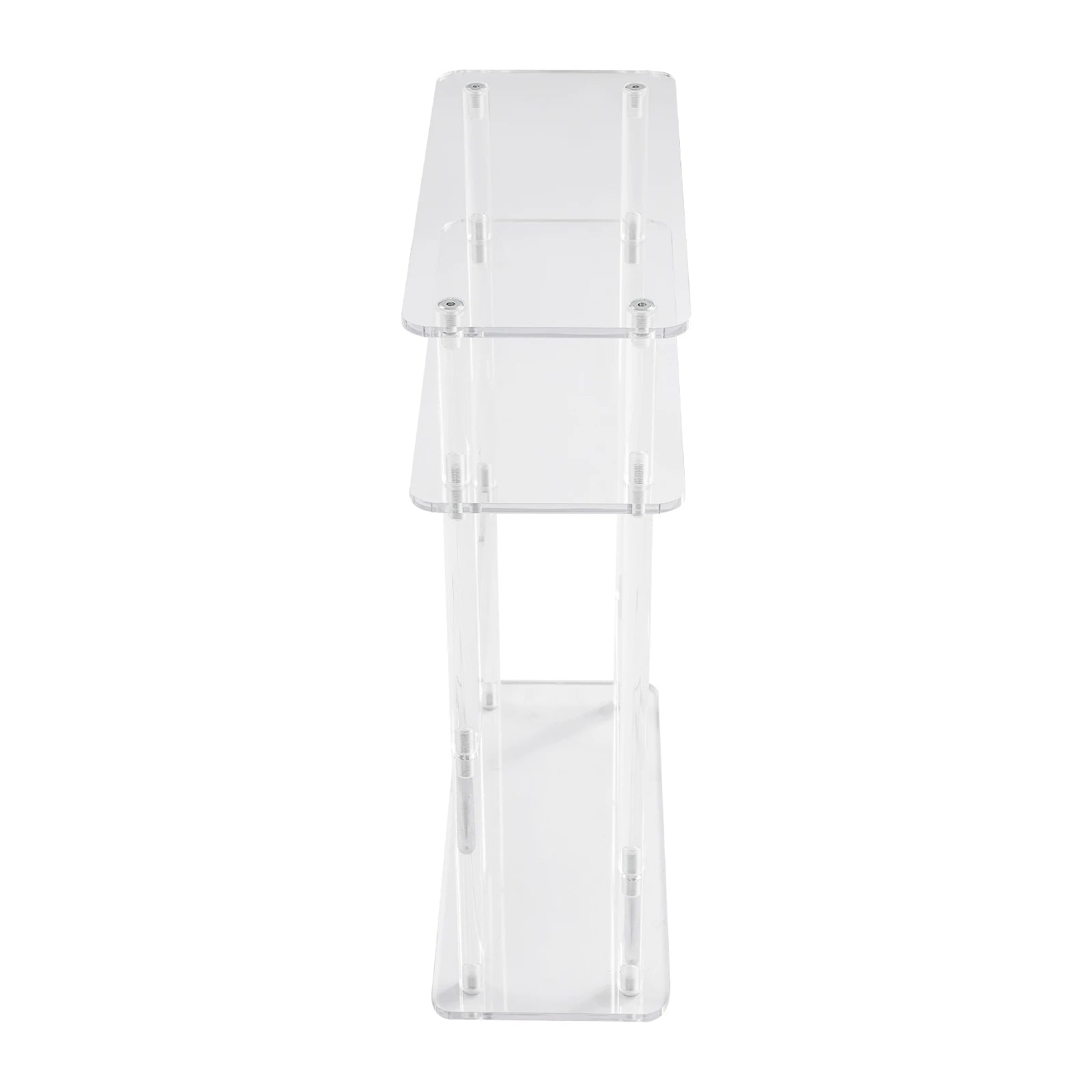 3 Tier Clear Acrylic Small Side Table Acrylic Narrow End Table for Small Spaces Slim Bedside Table with Magazine Holder