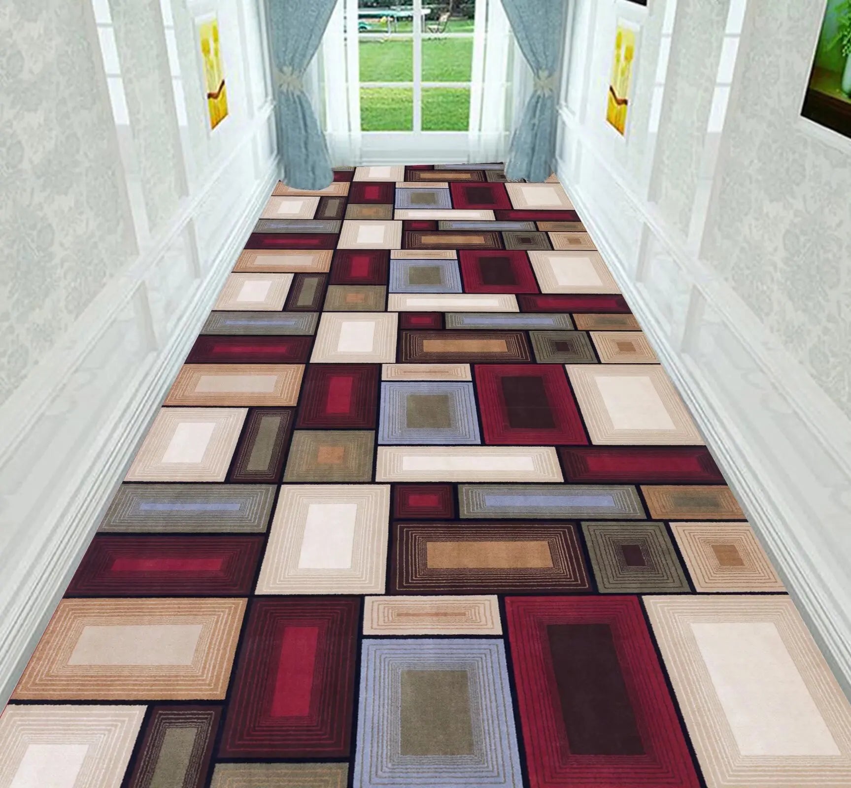 Nordic Modern Villa Long Corridor Carpet Runner Hall Passageway Home Large Rugs Stairway Comfortable Durable Washable Floor Mat