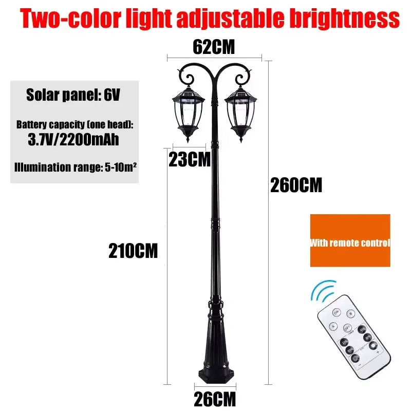 Led Outdoor European Style Courtyard Garden, Villa Aluminum Solar Street Light ≈260CM