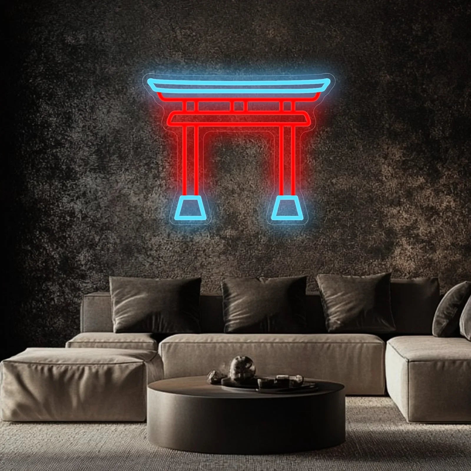 USB Dimmable Japanese Torii Gate Neon Sign with Remote Control Red Blue LED Light for Home Bar Zen Decor Anime Wall Art Gift