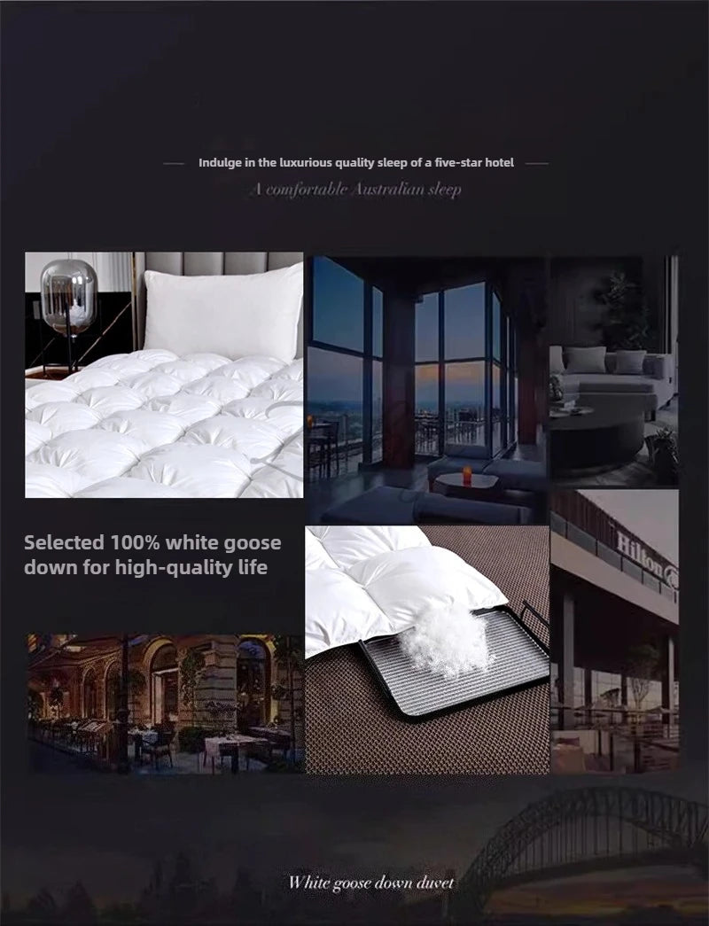 High Grade 100% White Goose Down Quilt Winter Warm Feather Duvet Queen King Cozy Lightweight 3D Bread Comforter Pinch Pleated