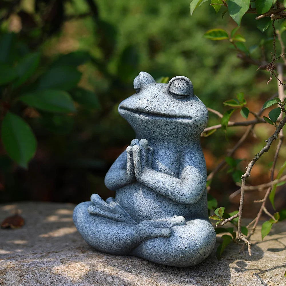 RAKKS Frog Garden Decoration Resin Animal Crafts Meditation Meditation Statues Outdoor Patio Lawn Decoration Pieces