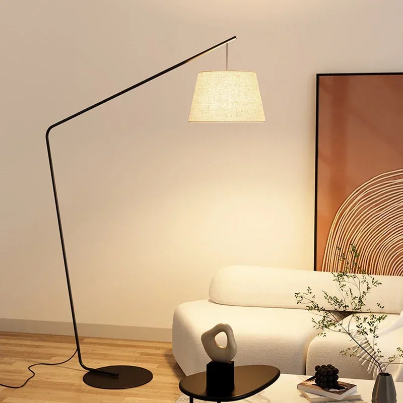 SOFEINA Nordic Black Fishing Floor Lamp Modern Family Living Room Beside The Sofa Creative LED Decorative Standing Light