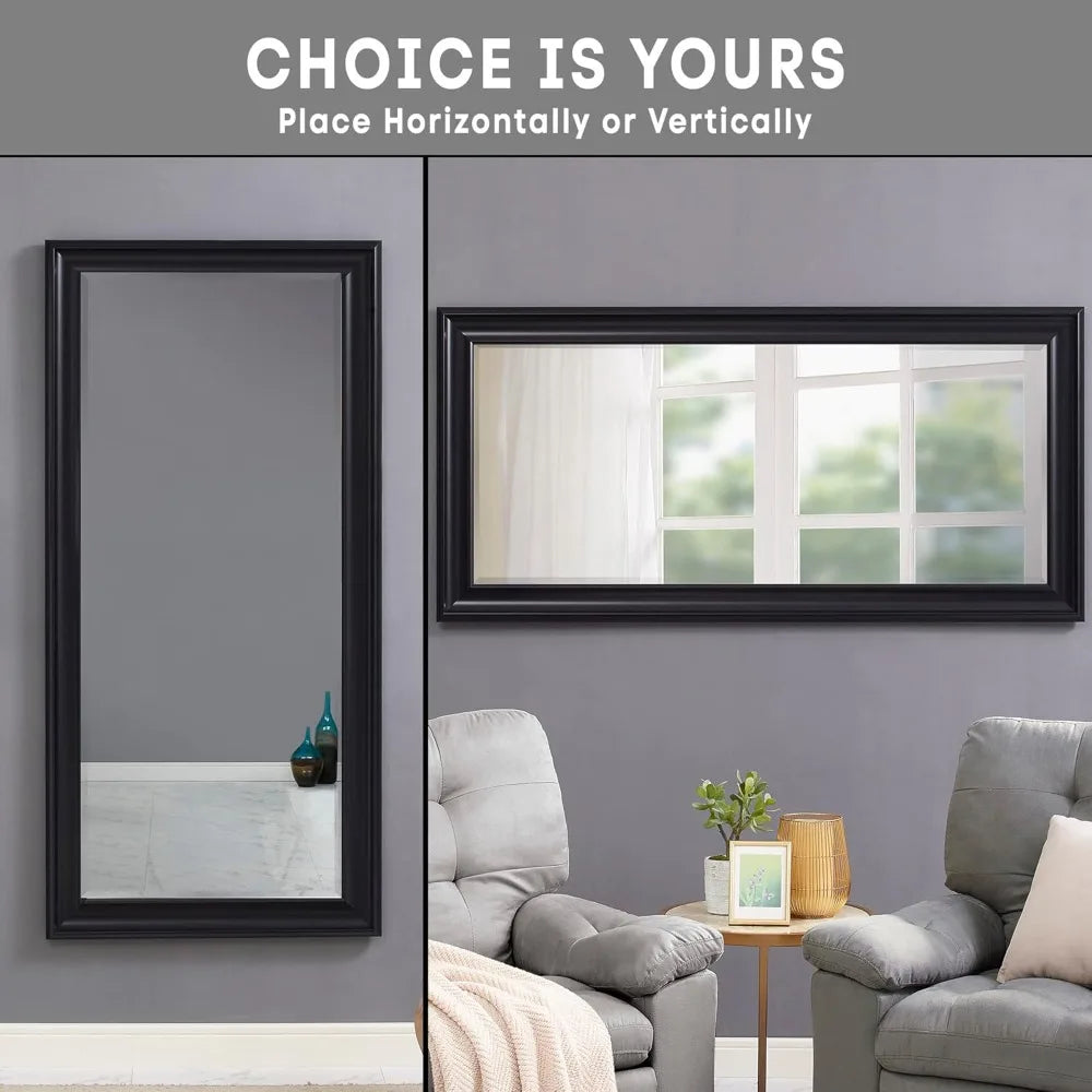 Tall Mirror Full Body Oversize Mirror Smooth Faux Wood Frame Full Length Huge Mirrors for Bedroom Huge Floor Long