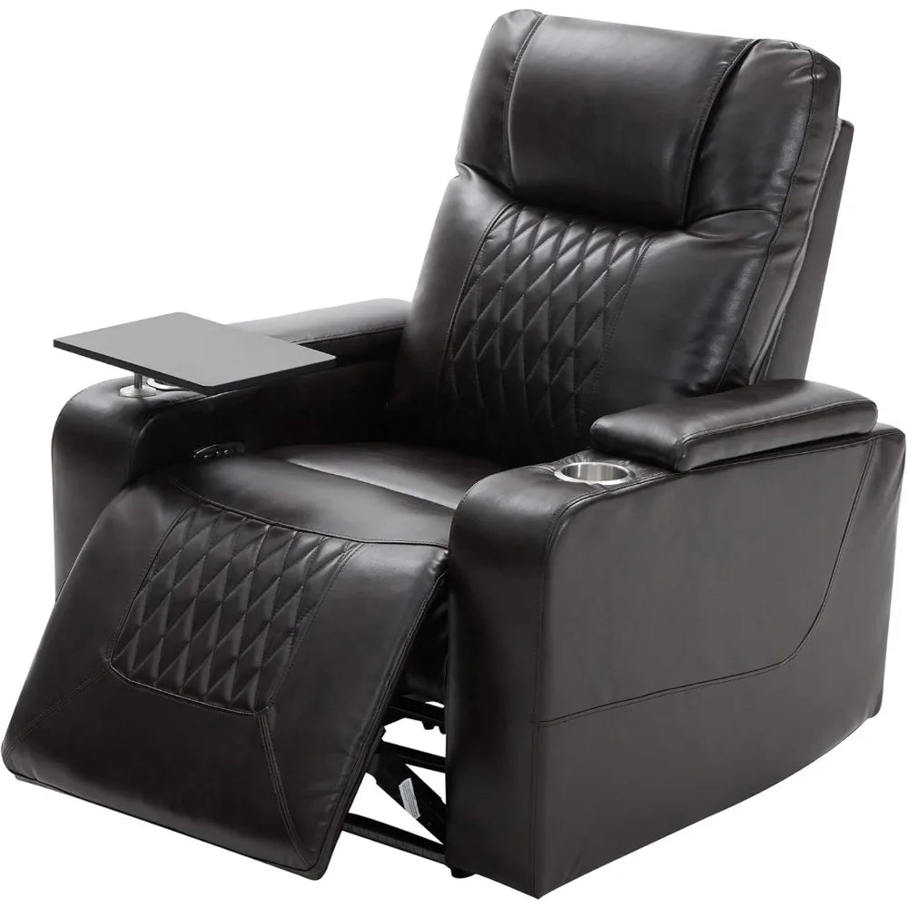 Electric recliner chair with USB Charge Port, 360 Swivel Tray Table, Hand in-Arm Storage, Cup Holders, ambient lighting