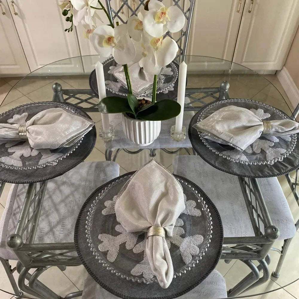 Clear Acrylic Charger Plate with Gold Beaded Rim – Decorative Dinner & Serving Plate