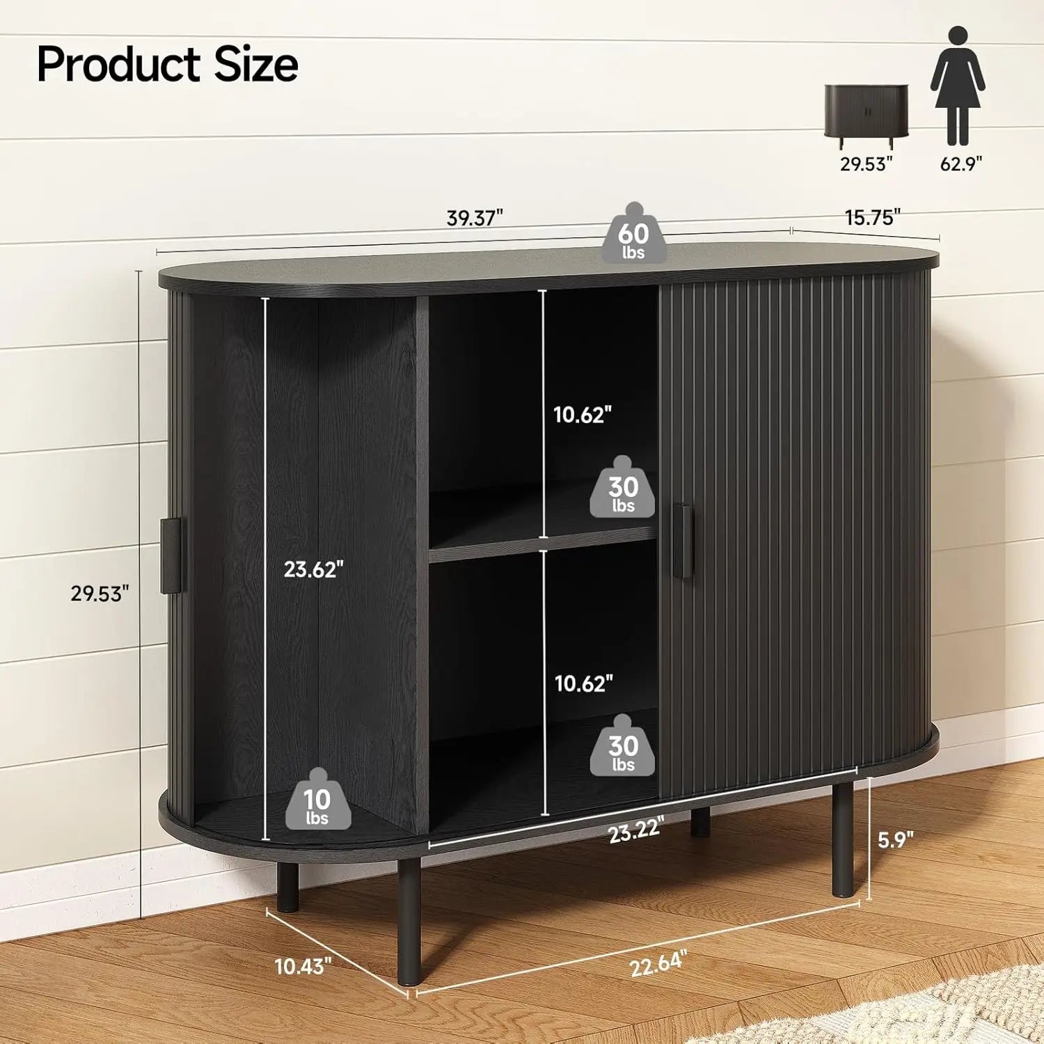 Sideboard Buffet Cabinet with Sliding Door, Storage Cabinet & Adjustable Shelf, Coffee Bar Cabinet Console Table