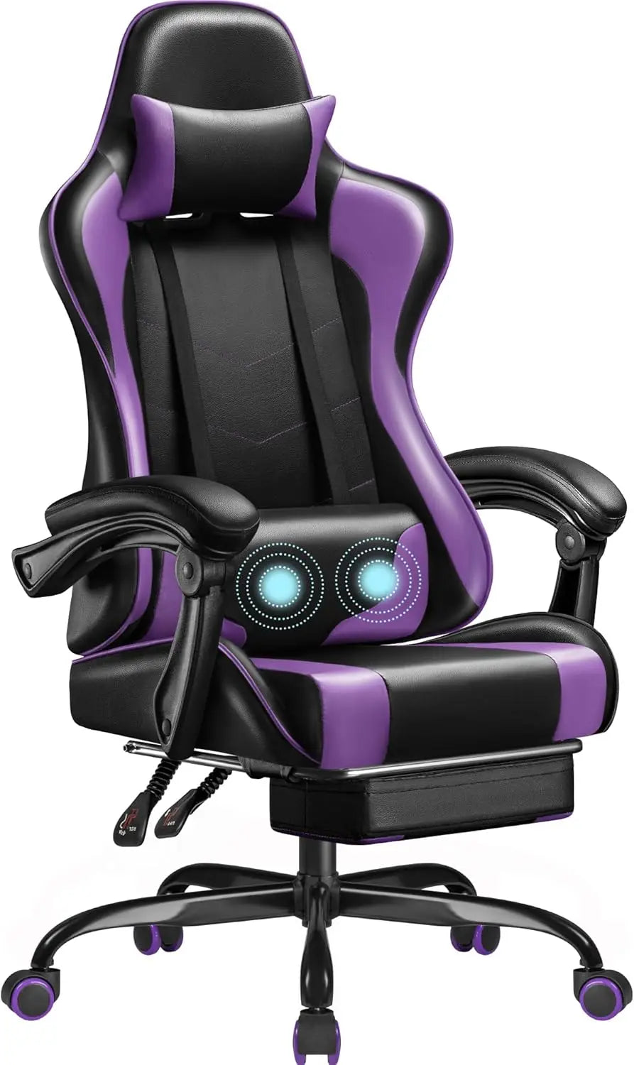Homall Gaming Chair Video Game Chair Footrest and Massage Lumbar Support Ergonomic Computer Chair Height Adjustable Swivel Seat