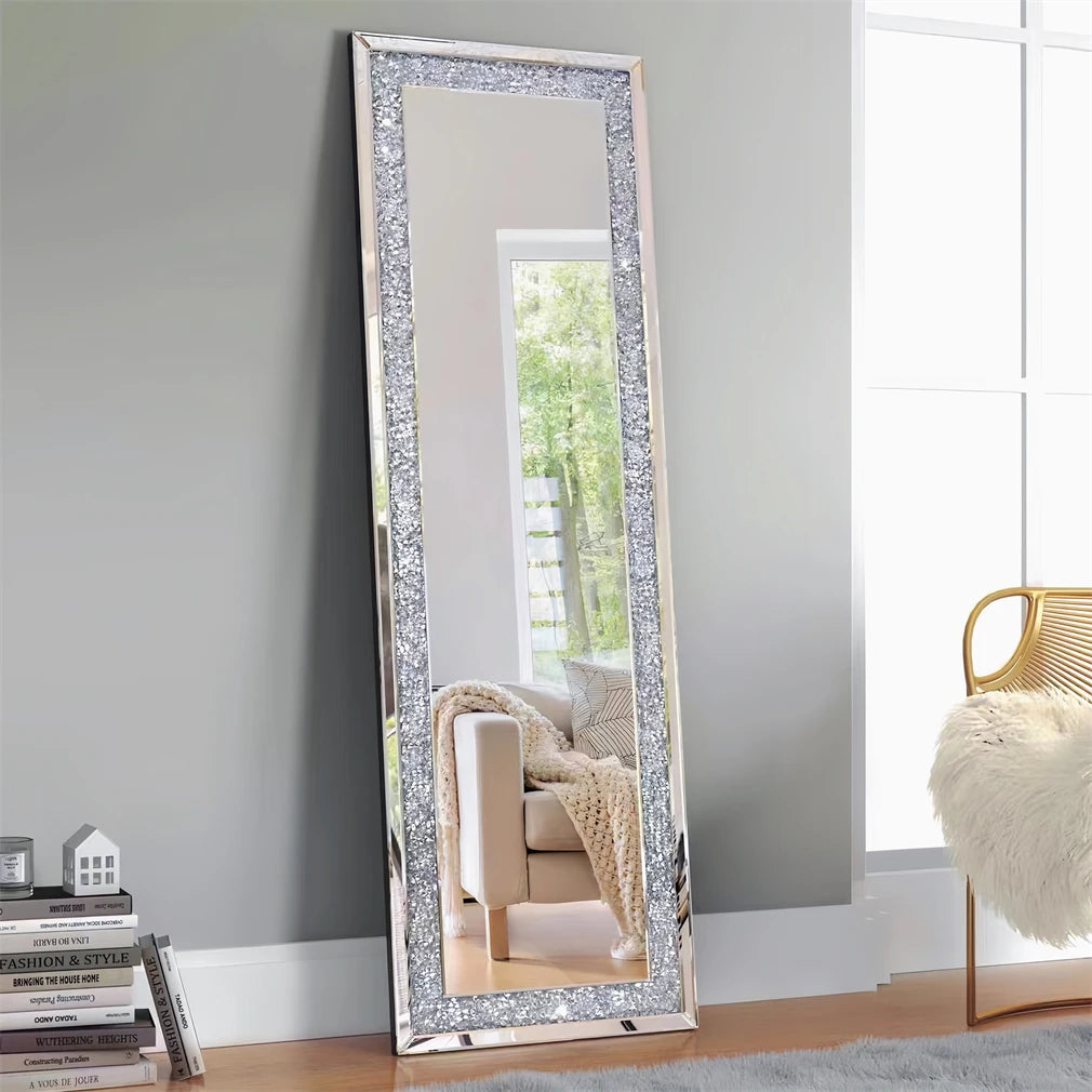 XXXL Diamond Decorative Wall Mirror – Crushed Crystal Full Length