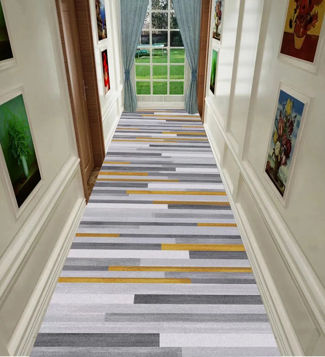 Nordic Modern Villa Long Corridor Carpet Runner Hall Passageway Home Large Rugs Stairway Comfortable Durable Washable Floor Mat