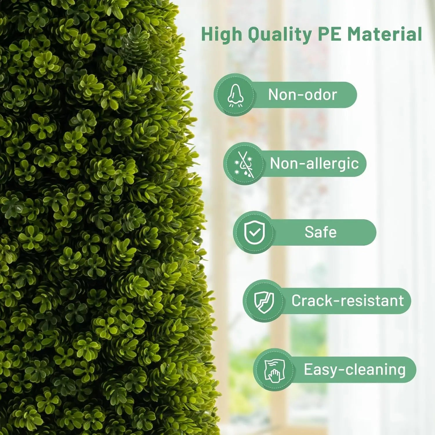 2 Pack 3FT Artificial Boxwood Topiary Tree, Faux Boxwood Tree with Cement-Filled Pot, Fake Potted Bushes and Shrubs for Indoo