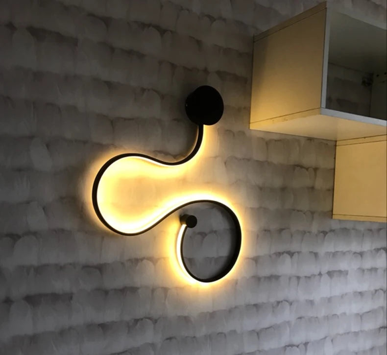 Black Modern Led Wall Sconce Lamp For Bedroom Living Room Hallway Stairs Home Minimalist Long Led Wall Light With Remote Control
