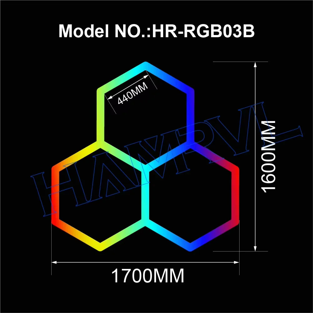 RGB Hexagon LED Garage Light - Hexagon panel light with multi changing music synchronization suitable for gym gaming room party