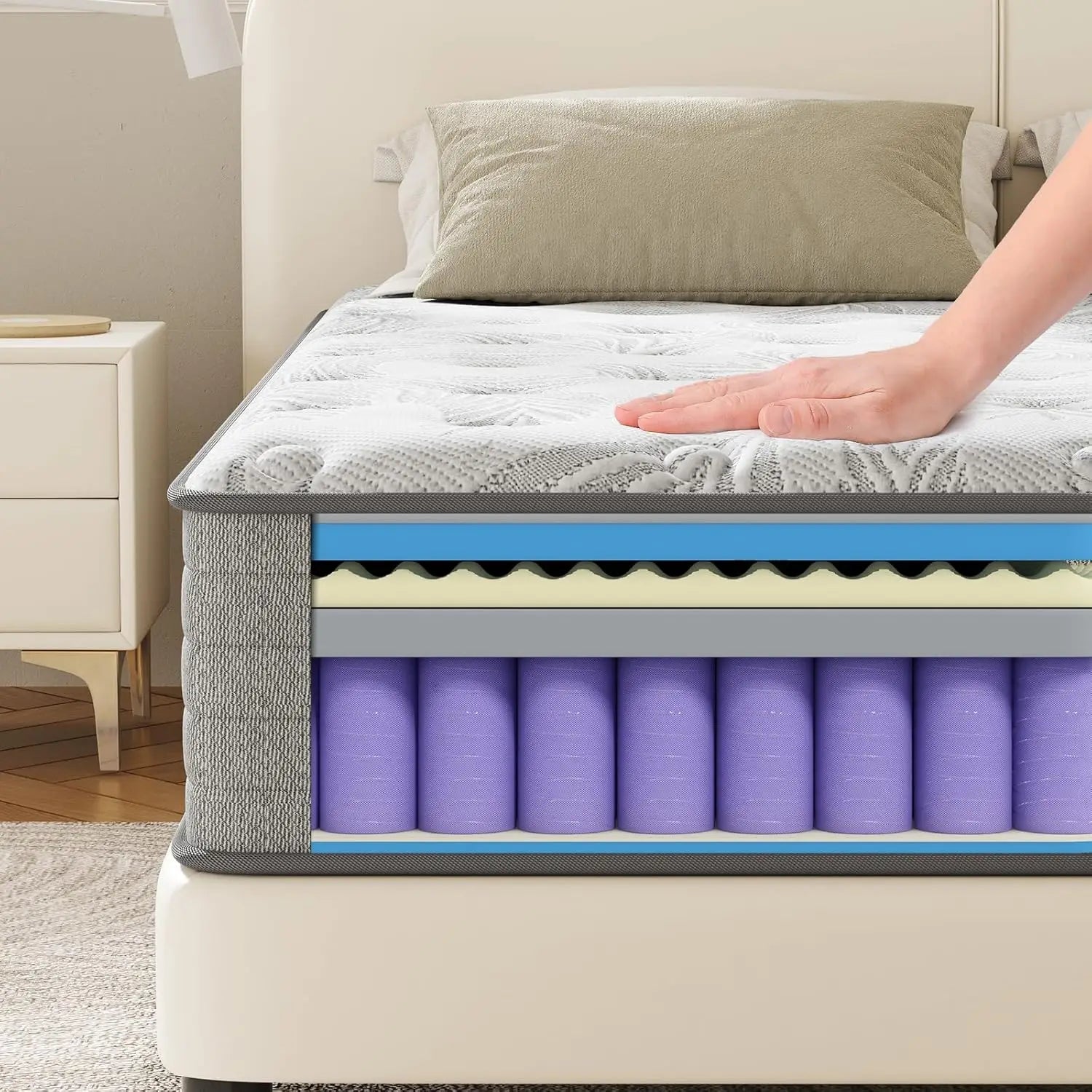 King Size Mattress 12 Inch Gel Memory Foam King Mattress for Cool Night Pressure Relief Medium Firm Feel with Motion Isolating