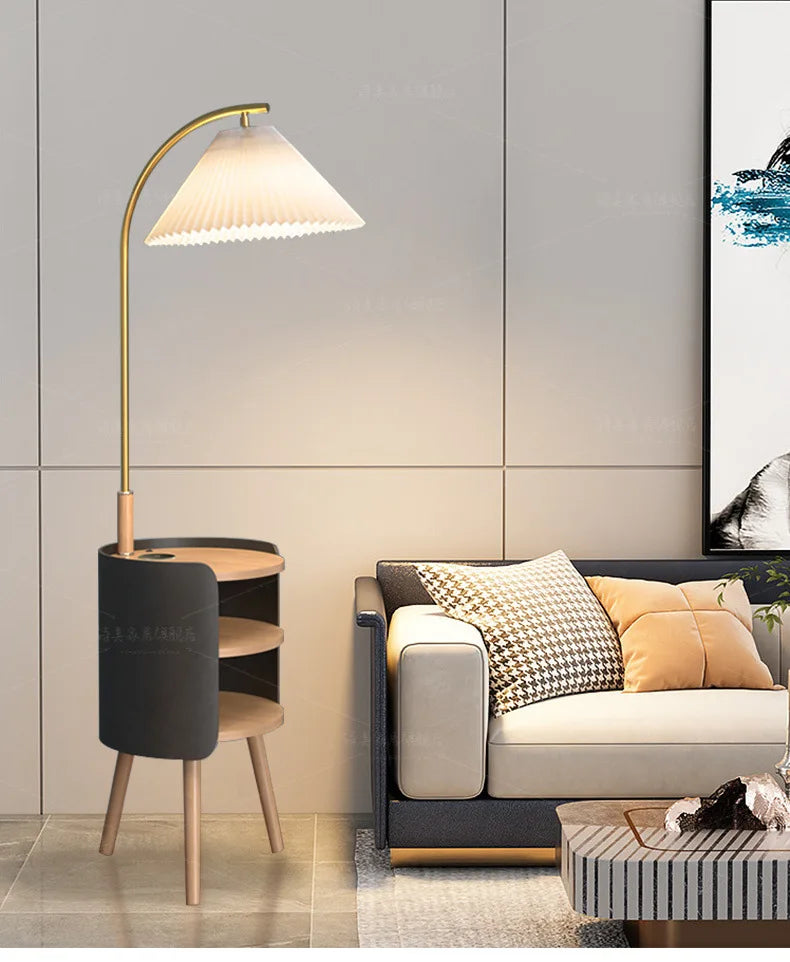 Scandinavian Luxury  with Side Table Round Nightstand for Living Room Sofa Bedside Lighting Room Decoration Light Floor Lamp LED