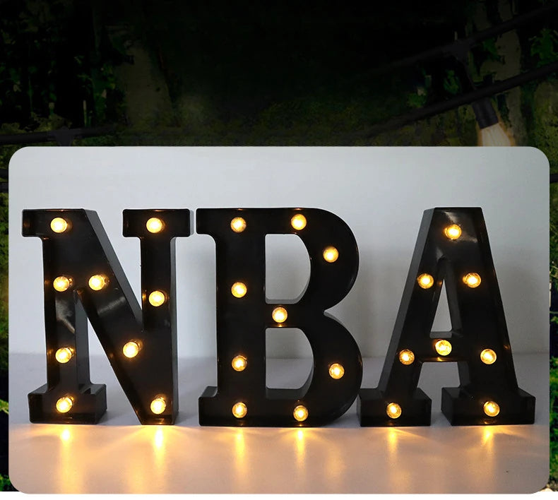 22cm Letters with Led Light Black Alphabet Letter Number Night Light Home Christmas Decoration Birthday Supplies Room Decoration