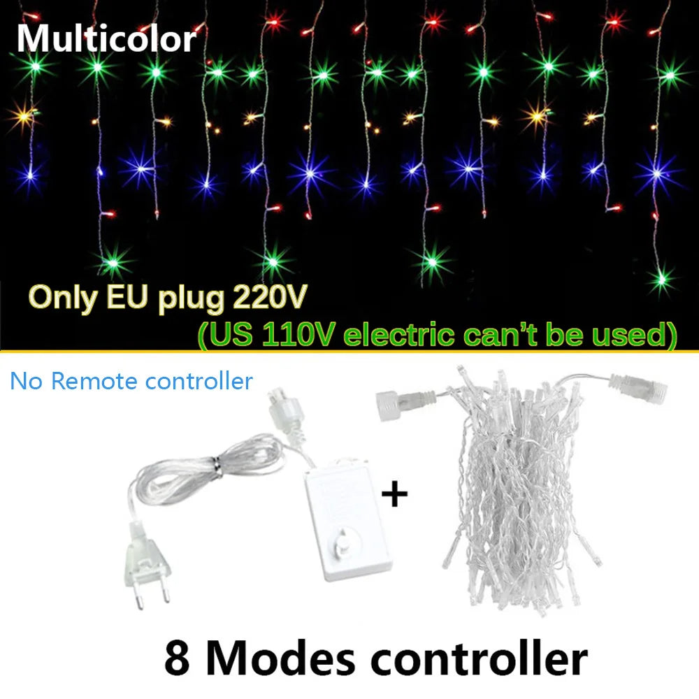LED Icicle Fairy Lights Outdoor String Lights Christmas Garland For House New Year Garden Yard Party Wedding Terrace Decor
