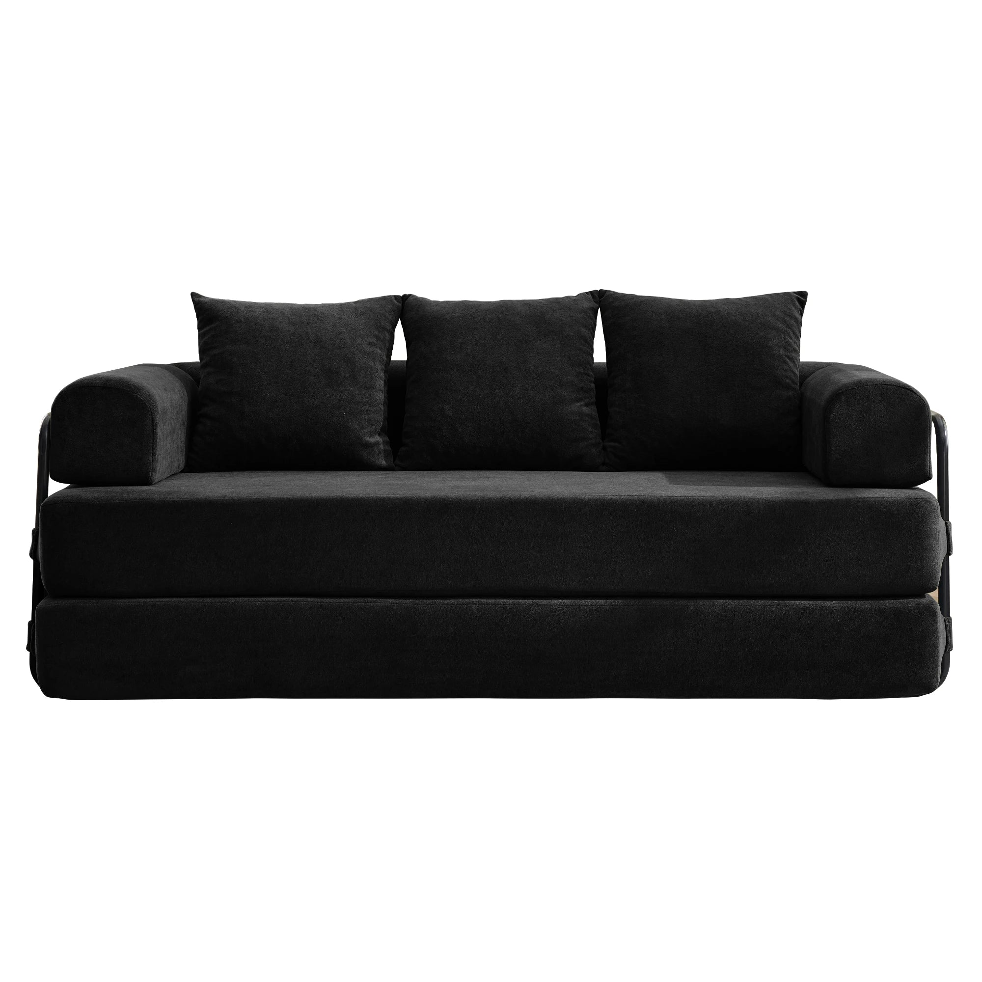 Korser Convertible Sofa Bed with Pillows Modular Floor Sofa with Fixed-Shape Frame Chenille Removable Folding Mattress Couch