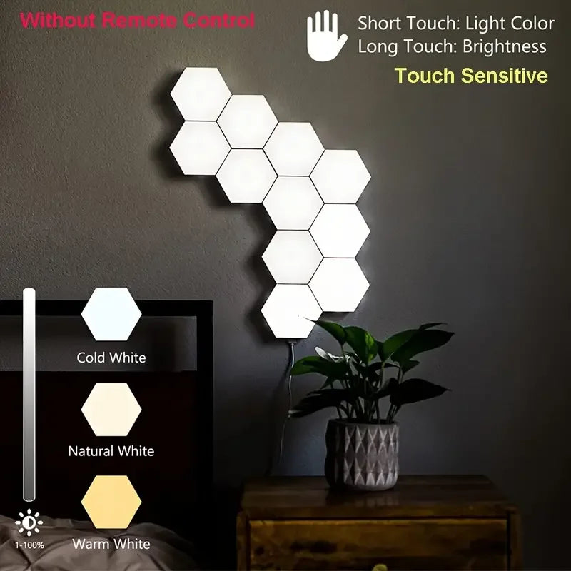 Geometric RGB Smart Lamp DIY Assembly Ambient Night Light Honeycomb Lights Touch Wall Lamp Color Changing Lamp Hexagon LED Light