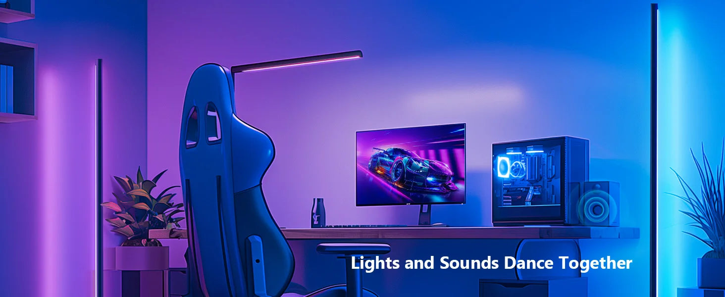 Smart LED Floor Lamp RGB Remote & APP Control Music Sync Corner Lighting Timer Mood Standing Lamp for Living Room Gaming