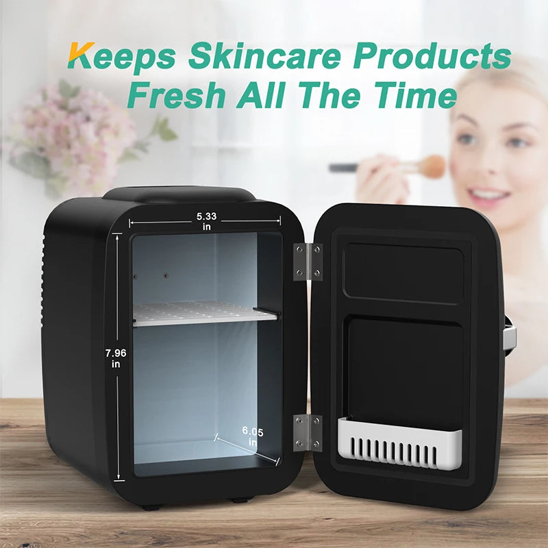 Crownful 4L Mini Fridge 110V 220V Beauty Makeup Skincare Refrigerator AC/DC Heated Cooling Beauty Refrigerator Car Mini Fridge