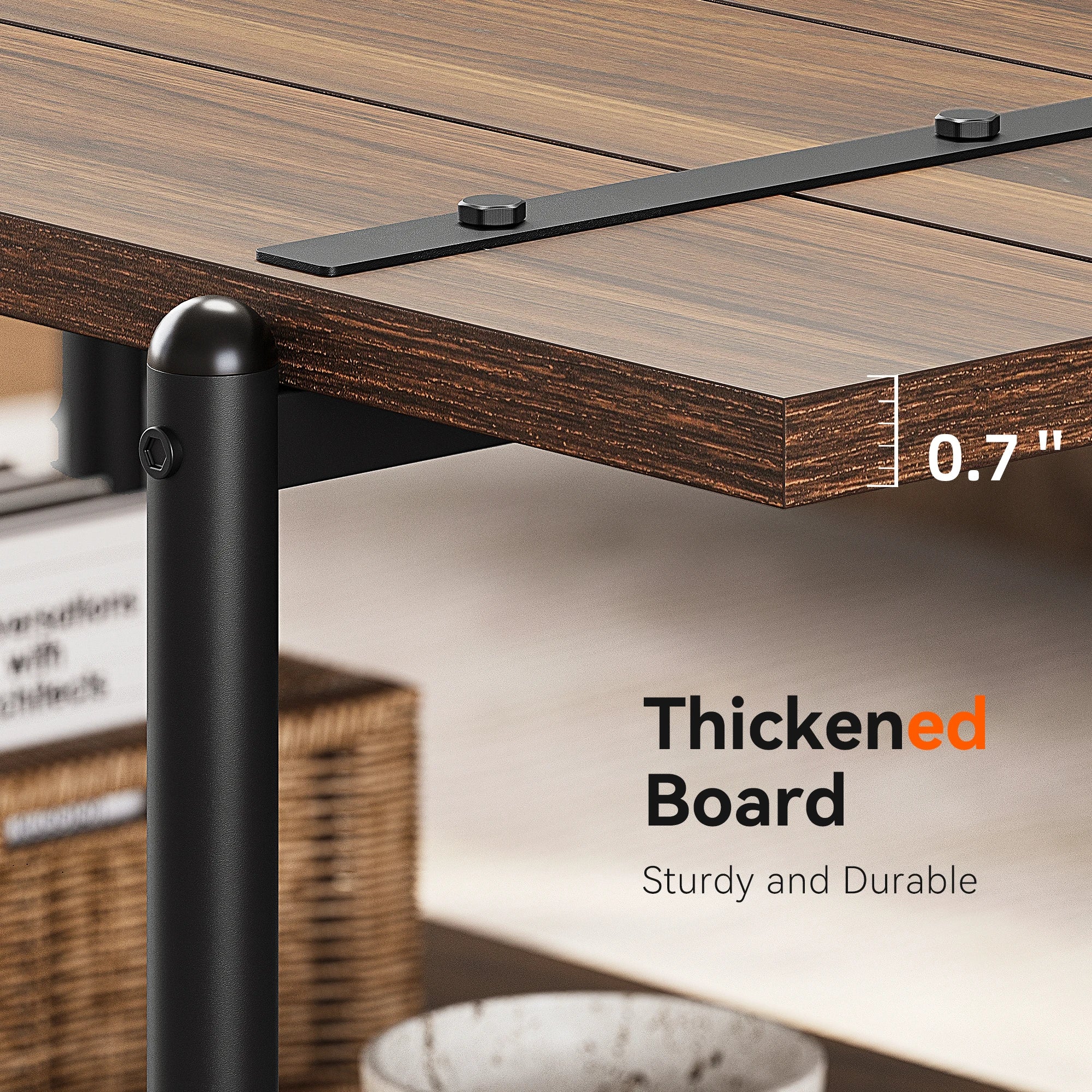 2-Tier Wood Farmhouse Coffee Table with Storage Shelf – Rustic Metal Rectangular Center Table for Living Room